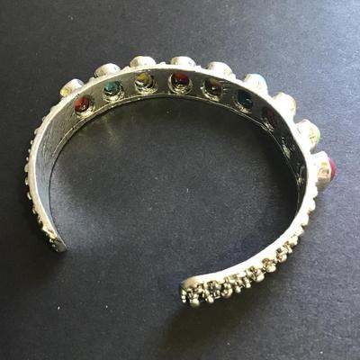 Multicolored faux stone silver tone bracelet