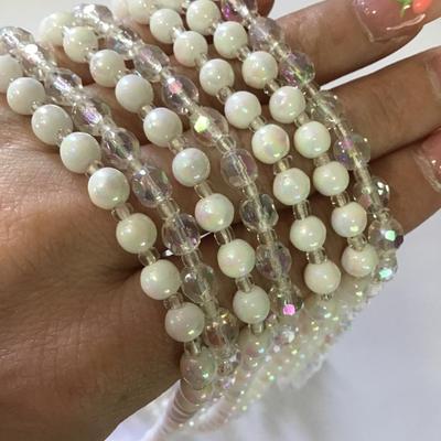 Gorgeous luminous glass, bead, pearl and aurora borealis crystal Norte layered necklace
