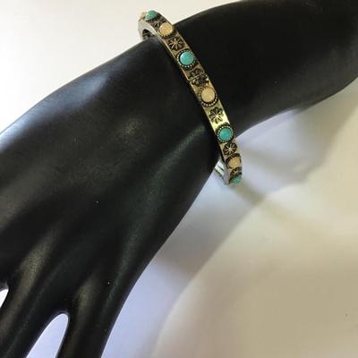 Bronze, toned, multicolored stone, stretch, fashion bracelet