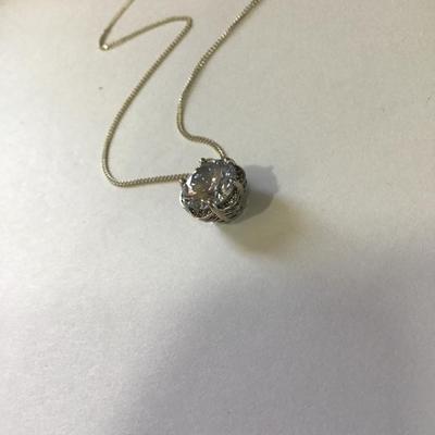 Gorgeous art deco 925 silver large crystal pendant 925 silver chain necklace