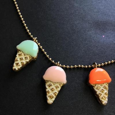 Cuts crew gold tone ice cream cone charm necklace