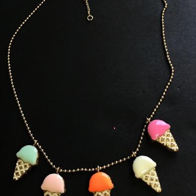 Cuts crew gold tone ice cream cone charm necklace