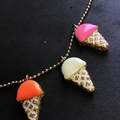 Cuts crew gold tone ice cream cone charm necklace