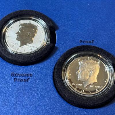 2014 50th Anniversary Kennedy Half Dollar Silver Coin Collection 4 Piece Set OGP as Pictured.