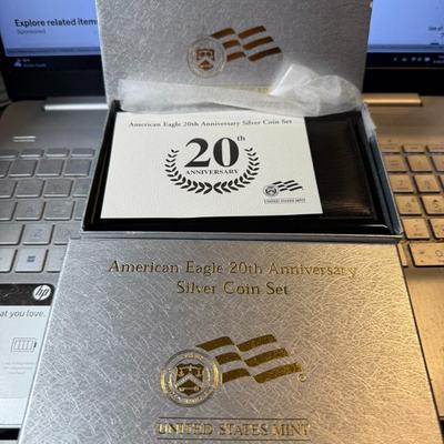 2006 American Silver Eagle 20th Anniversary 3 Coin Set US Mint OGP COA as Pictured.