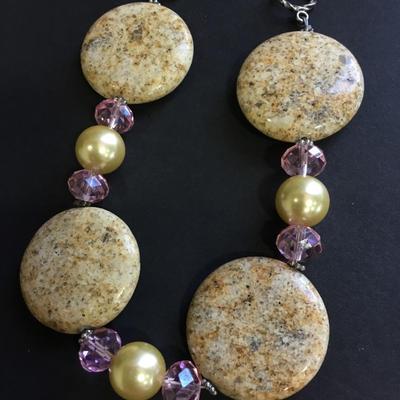 Granite stone bead toggle bracelet