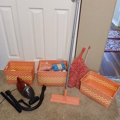 Compact Cleaning Set – Handheld Vacuum, Mop, Storage Baskets & More!