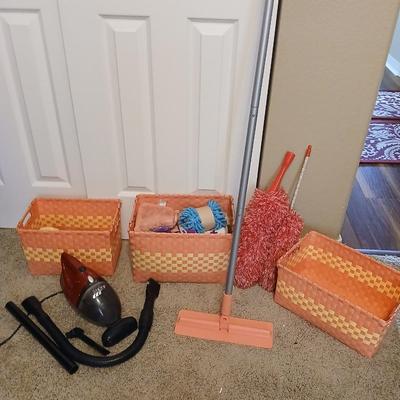Compact Cleaning Set – Handheld Vacuum, Mop, Storage Baskets & More!