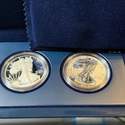 2012-S Silver American Eagle 75th Anniversary San Francisco 2-Coin Set OGP Box/COA as Pictured.