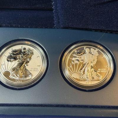 2013 1 oz Silver American Eagle 2-Coin Set - West Point - OGP - COA as Pictured.