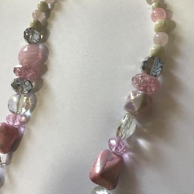 Beautiful, crystal rose, quartz, large, chunky beaded statement, necklace