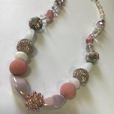 Beautiful, crystal rose, quartz, large, chunky beaded statement, necklace