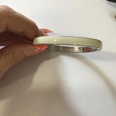Vintage very nice white enamel, hinged locking bracelet