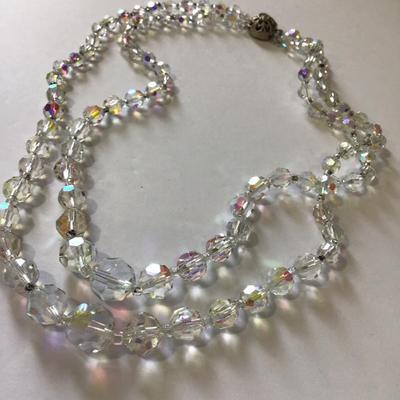 Gorgeous, vintage, tropical sunset, Aurora Borealis, crystal double strand, choker necklace