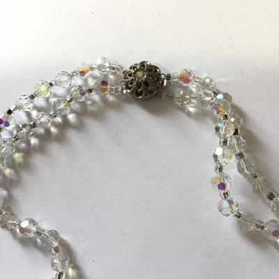 Gorgeous, vintage, tropical sunset, Aurora Borealis, crystal double strand, choker necklace