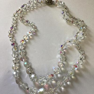 Gorgeous, vintage, tropical sunset, Aurora Borealis, crystal double strand, choker necklace