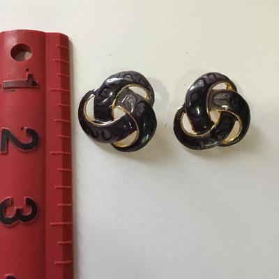 Beautiful, vintage, gold, toned outer space, enameled statement, stud earrings
