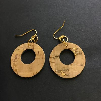 Two sided Gold tone faux leather hoop earrings