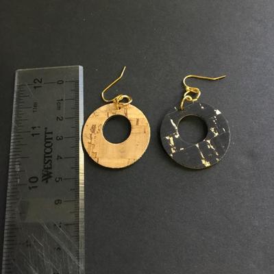 Two sided Gold tone faux leather hoop earrings