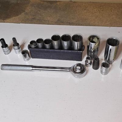 Mixed Socket & Ratchet Wrench Lot – USA-Made & Assorted Brands, Herbrand sockets included