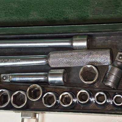 Vintage S-K Tools 1/2" Drive Socket Set in Original Green Metal Case – USA Made