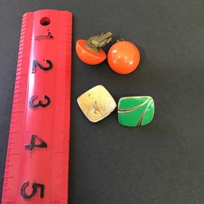 Cool vintage lot clip on enameled earrings and studs