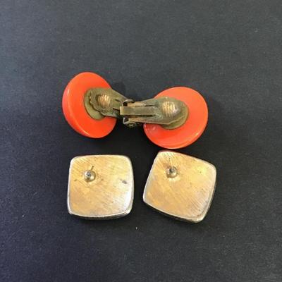 Cool vintage lot clip on enameled earrings and studs