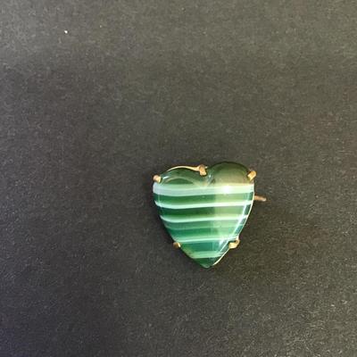 Antique glass, heart pen/brooch