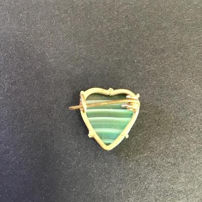 Antique glass, heart pen/brooch