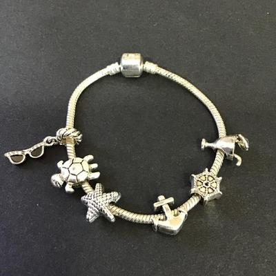 Cute Silver tone summer charm bracelet