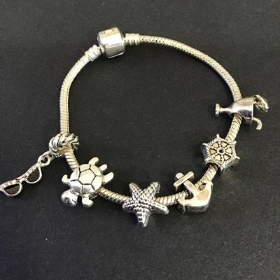 Cute Silver tone summer charm bracelet
