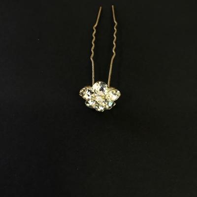 Vintage, crystal rhinestone, flower, hair pin