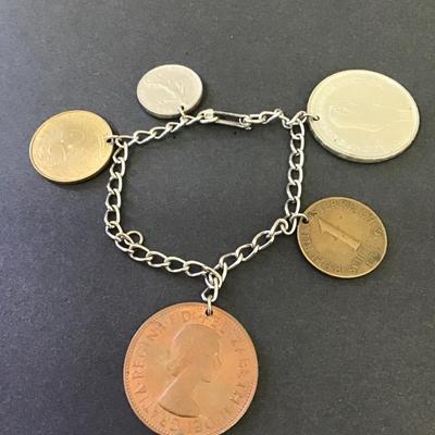 Vintage coin bracelet charm bracelet