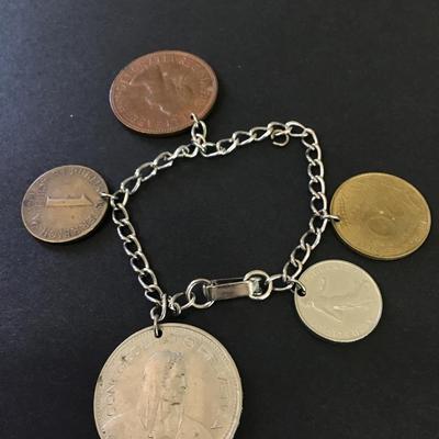 Vintage coin bracelet charm bracelet