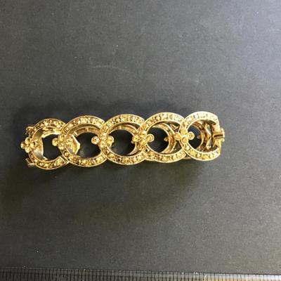 Gold tone Monet Stretch Bracelet with Rhinestones