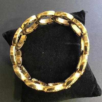 Gold tone Monet Stretch Bracelet with Rhinestones