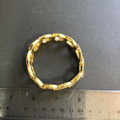 Gold tone Monet Stretch Bracelet with Rhinestones