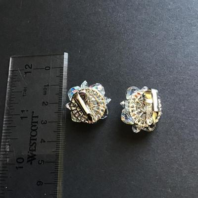 Aurora Borealis Crystal cluster clip on earrings