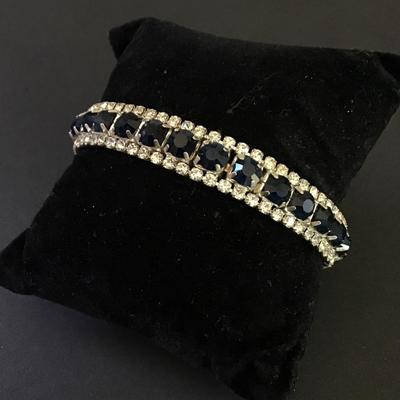 Ocean blue rhinestone, vintage, tennis bracelet