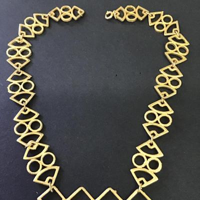 Really cool vintage satin, gold, toned statement, necklace