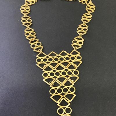 Really cool vintage satin, gold, toned statement, necklace