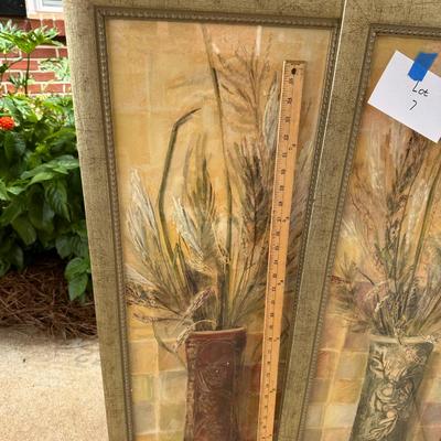 Mixed lot of Wall art - 2 Tall prints w/damage see pictures