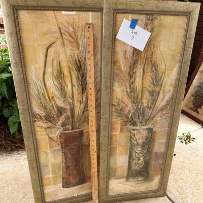 Mixed lot of Wall art - 2 Tall prints w/damage see pictures