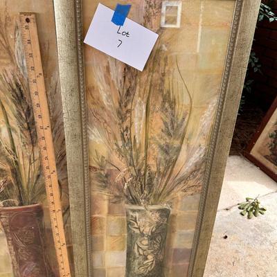 Mixed lot of Wall art - 2 Tall prints w/damage see pictures