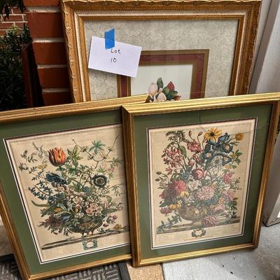 Mixed lot of Wall art - 3 prints one with damaged glass