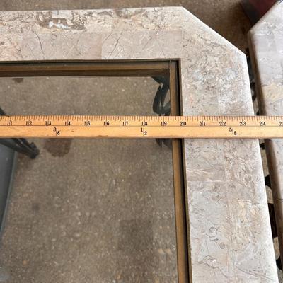 Iron base with glass top coffee table with matching side table