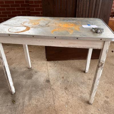 Vintage Metal topped Harvest Table