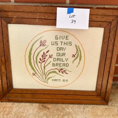 Our Daily Bread framed needlepoint