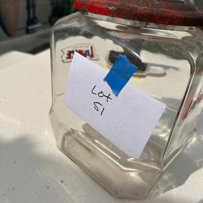 Vintage Lance Jar with red metal lid
