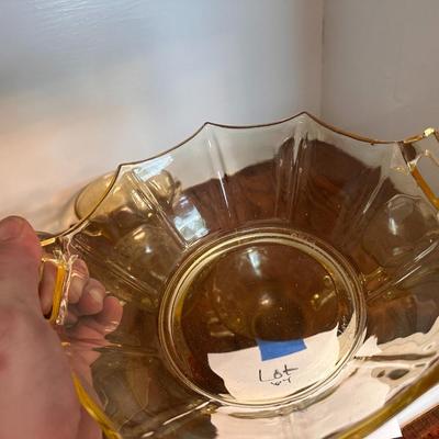 Vintage canary yellow depression glass mixed - 7 pieces